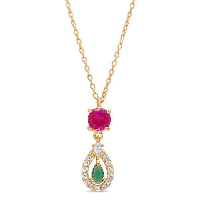 Golden Teardrop Gold Plated 925 Sterling Silver Necklace