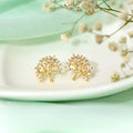 Golden Tree of Elegance 925 Sterling Silver Stud Earrings
