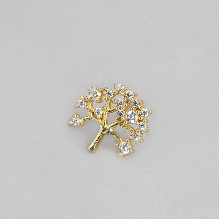 Golden Tree of Elegance 925 Sterling Silver Stud Earrings