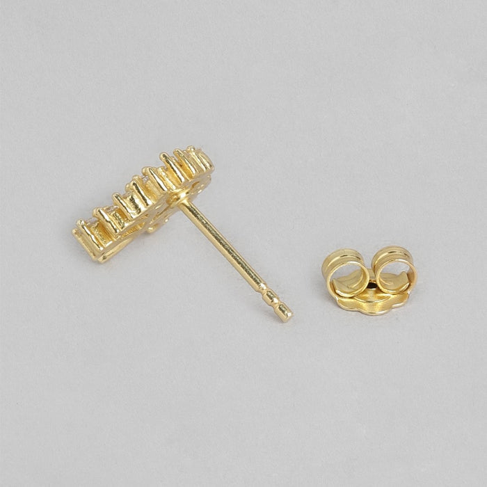 Golden Tree of Elegance 925 Sterling Silver Stud Earrings