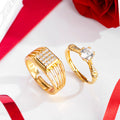 925 Sterling Silver Golden Unity - His and Hers Gold Plated Couple Ring Set (Adjustable) for Women – Zavya