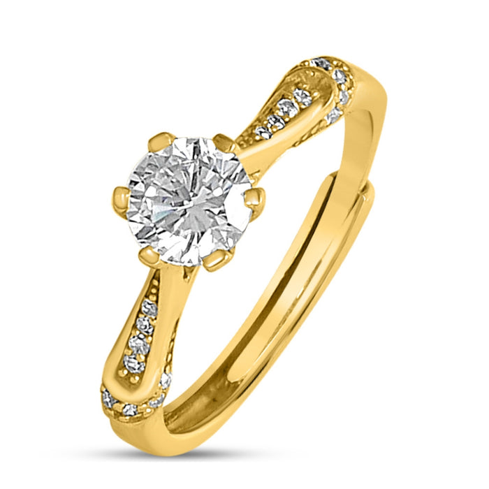 Women's gold plated 925 Sterling Silver adjustable couple ring with a sparkling center stone – Zavya