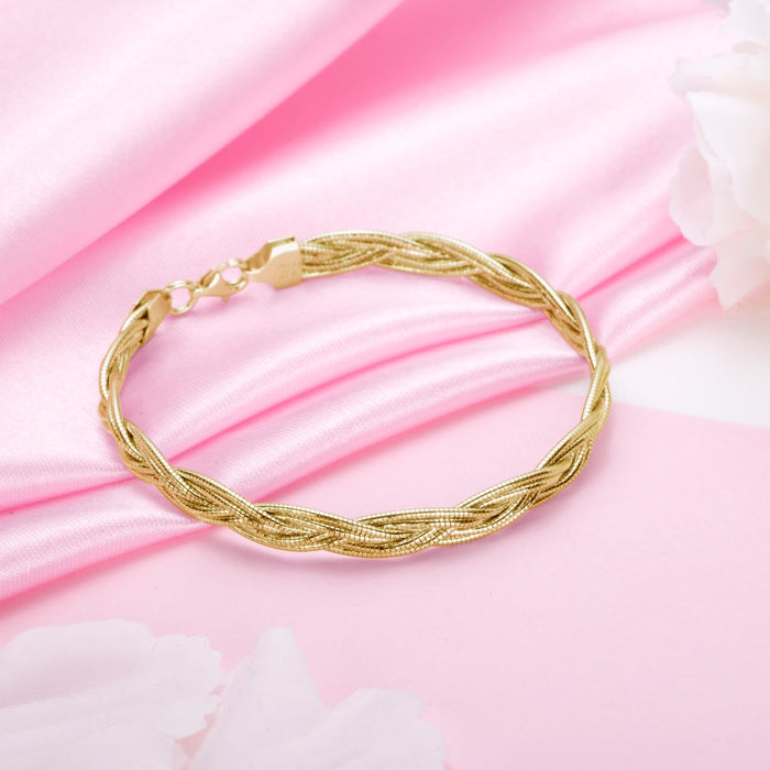 Golden Weave Gold-Plated 925 Sterling Silver Bracelet