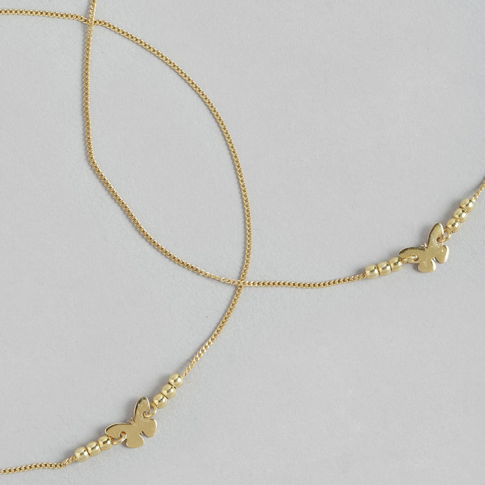 Golden Wings Gold Plated 925 Sterling Silver Butterfly Anklet