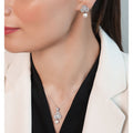 Graceful Bloom Rhodium Plated 925 Sterling Silver Jewelry Set