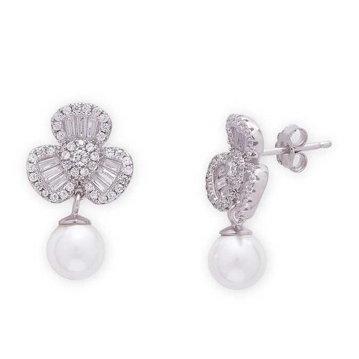 Graceful Bloom Rhodium Plated 925 Sterling Silver Jewelry Set