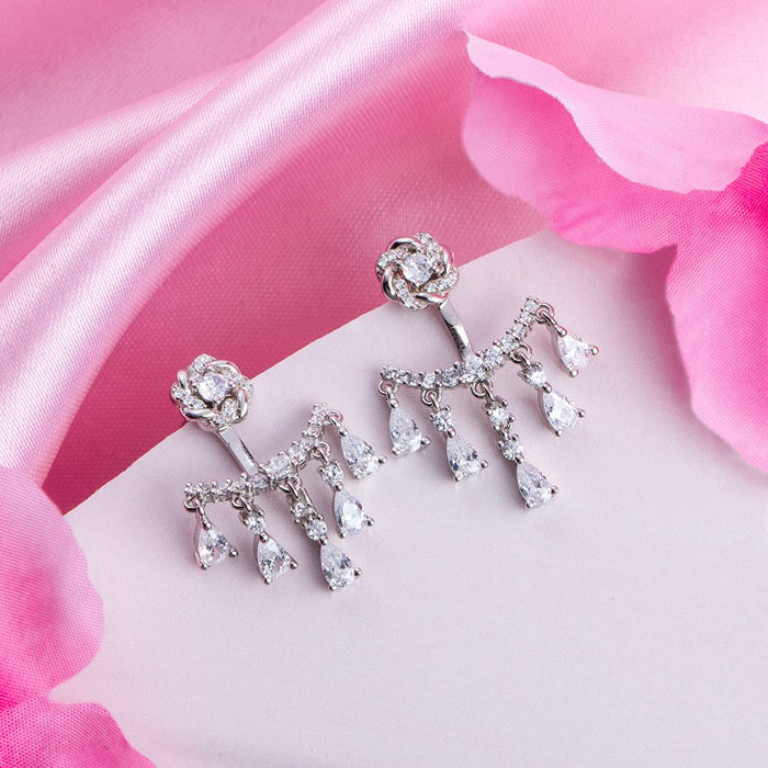 Graceful Descent Rhodium-Plated 925 Sterling Silver Dangling Earrings