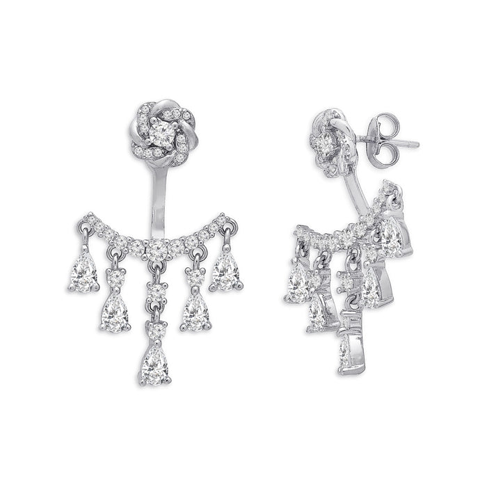 Graceful Descent Rhodium-Plated 925 Sterling Silver Dangling Earrings