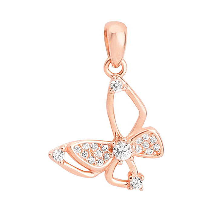 Graceful Flutter Rose Gold Plated 925 Sterling Silver Butterfly Pendant
