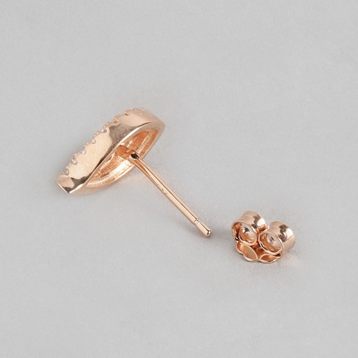 Graceful Leaf Radiance Rose Gold-Plated 925 Sterling Silver Earring