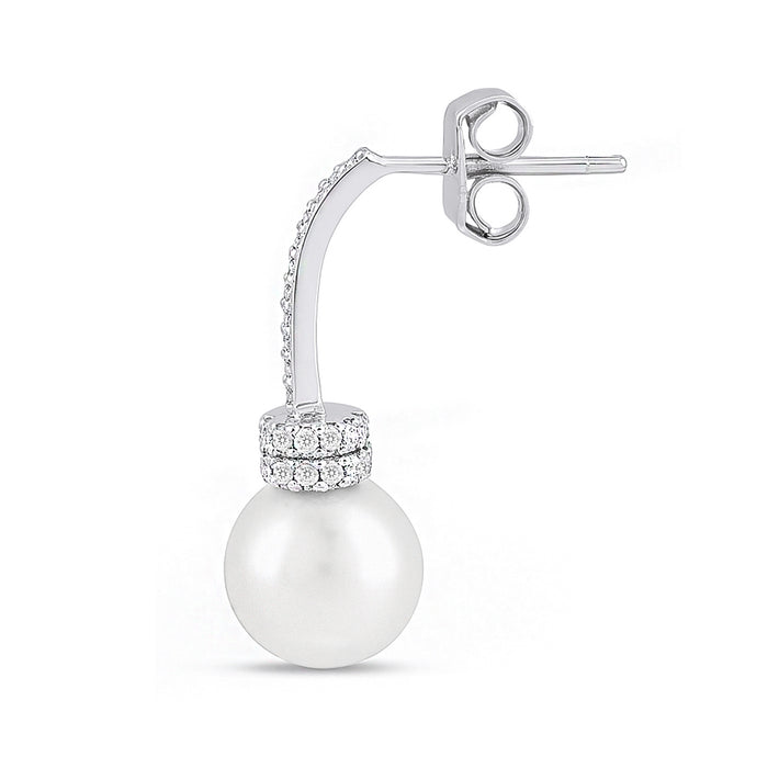Graceful Pearl Silver Rhodium Plated Earrings