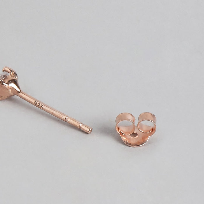 Graceful Rosettes 925 Sterling Silver Rose Gold Plated Stud Earrings
