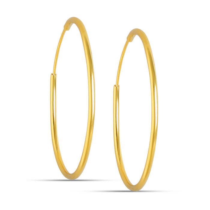 Great Golden Gold Plated 925 Silver Hoops Earrings