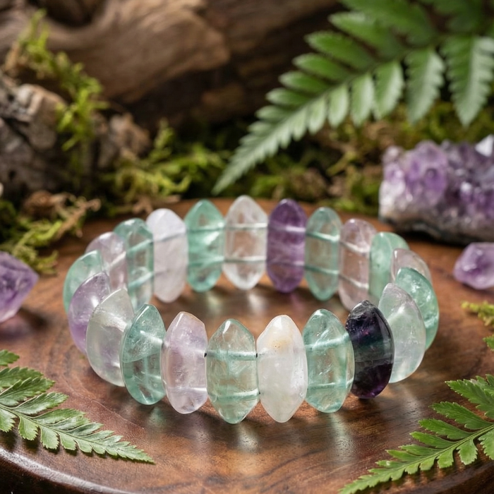 Green Aventurine,Clear Quartz and Amethyst Oval Cut Bracelet - view 4