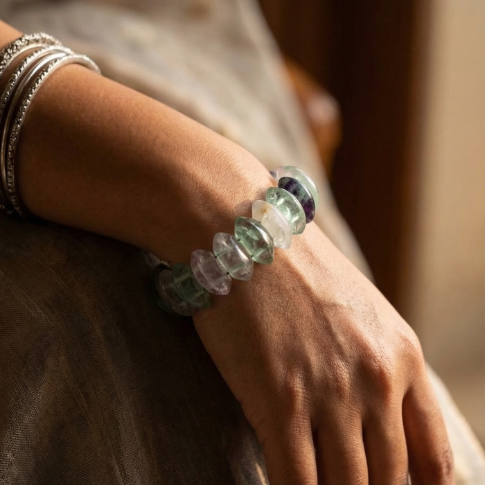 Green Aventurine,Clear Quartz and Amethyst Oval Cut Bracelet - view 6