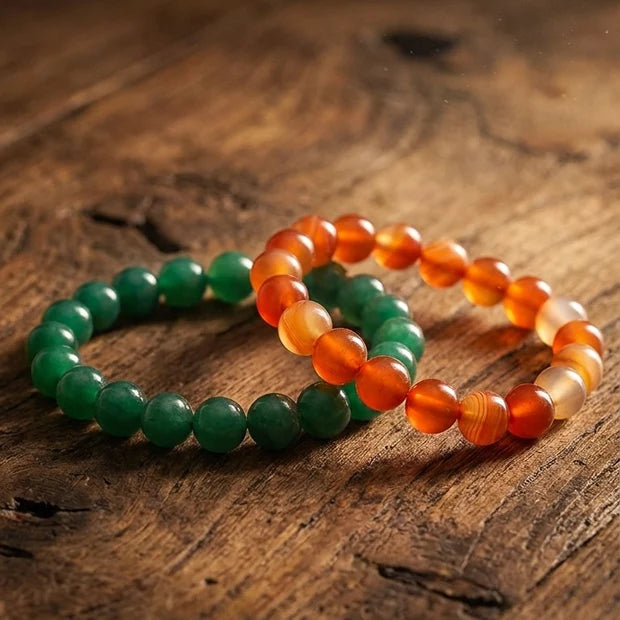 Green Jade & Carnelian Bracelet Combo for Harmony and Vitality