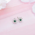 Green Stone CZ Star Rhodium Plated 925 Sterling Silver Studs