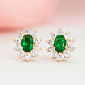 Green with Envy 925 Silver Stud Earrings (Rose Gold Plated)