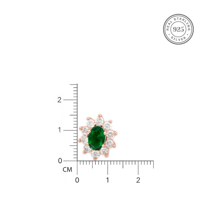 Green with Envy 925 Silver Stud Earrings (Rose Gold Plated)