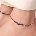 Guardian Gleam 925 Sterling Silver Rhodium-Plated Evil Eye Anklet