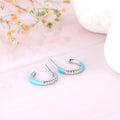 Half Hoop Blue Rhodium Plated 925 Sterling Silver Earrings