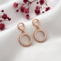 Halo Circle Rose Gold Plated 925 Sterling Silver Drop Earrings