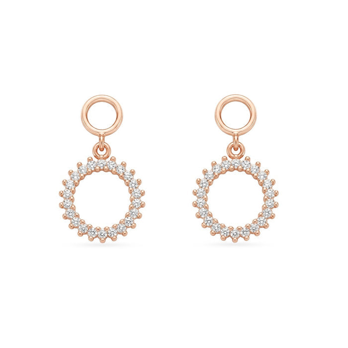 Halo Circle Rose Gold Plated 925 Sterling Silver Drop Earrings