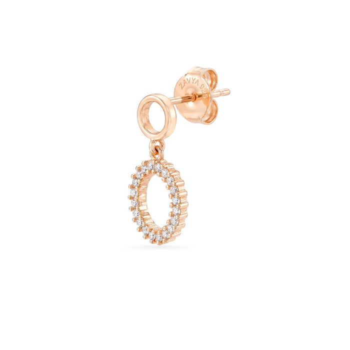Halo Circle Rose Gold Plated 925 Sterling Silver Drop Earrings
