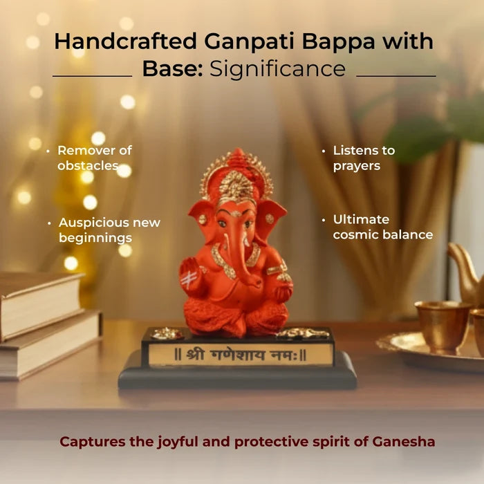 Handcrafted Ganpati Bappa with Base - view 4