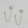 Hanging CZ Gold Plated 925 Sterling Silver Two Way Earrings
