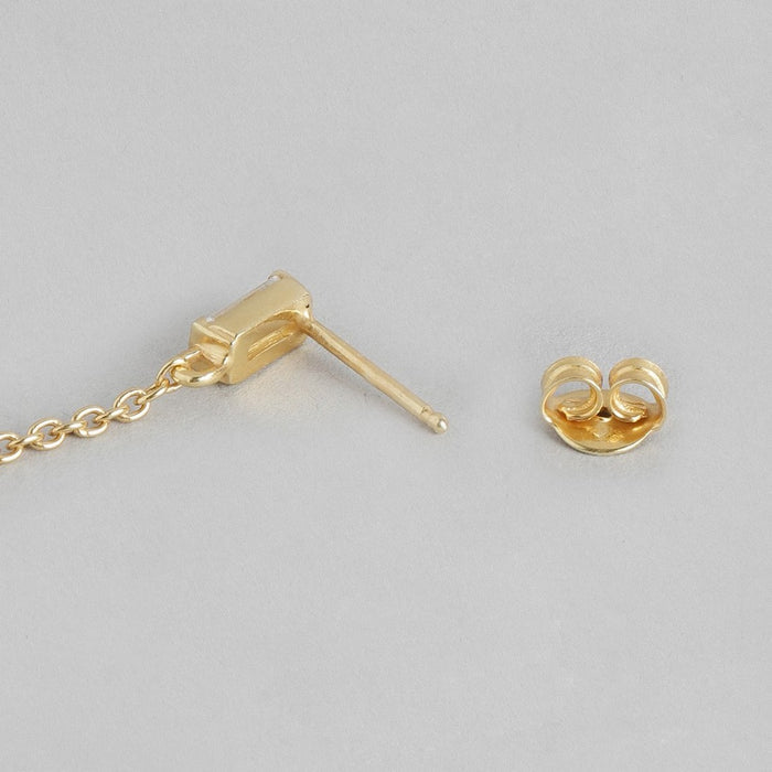 Hanging CZ Gold Plated 925 Sterling Silver Two Way Earrings