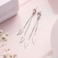 Hanging Leaf Rhodium Plated 925 Sterling Silver Studs