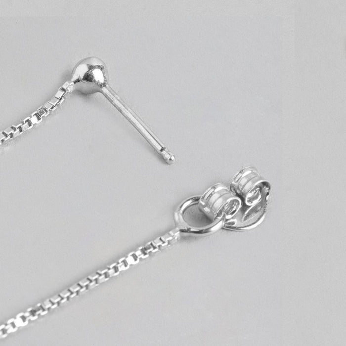Hanging Leaf Rhodium Plated 925 Sterling Silver Studs
