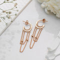 Hanging Rose Gold Plated 925 Sterling Silver Stud Earrings