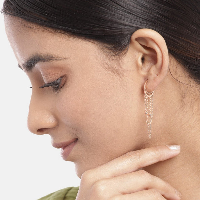 Hanging Rose Gold Plated 925 Sterling Silver Stud Earrings