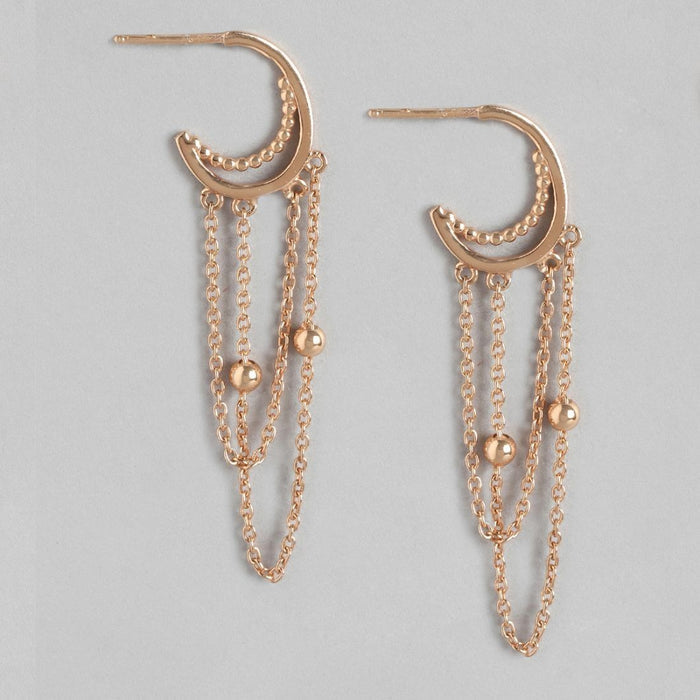 Hanging Rose Gold Plated 925 Sterling Silver Stud Earrings