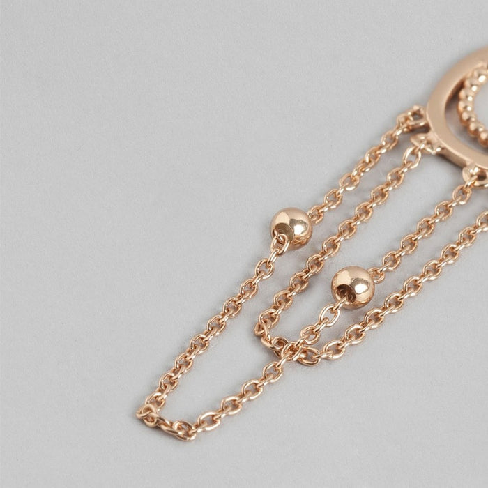 Hanging Rose Gold Plated 925 Sterling Silver Stud Earrings