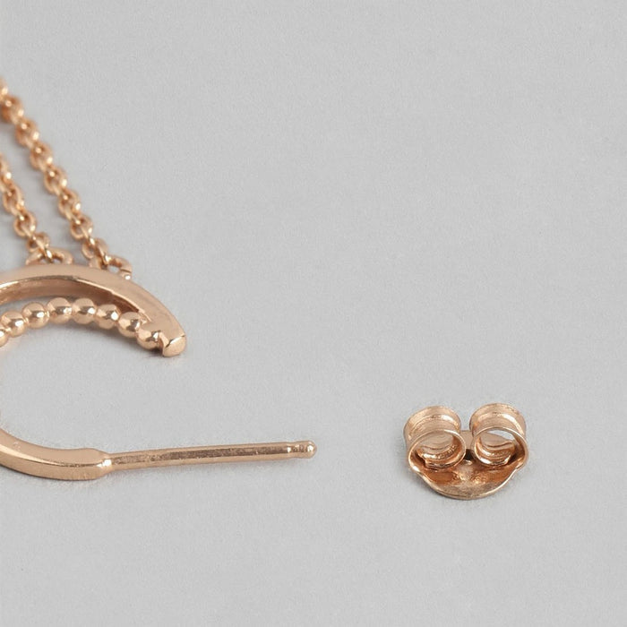 Hanging Rose Gold Plated 925 Sterling Silver Stud Earrings