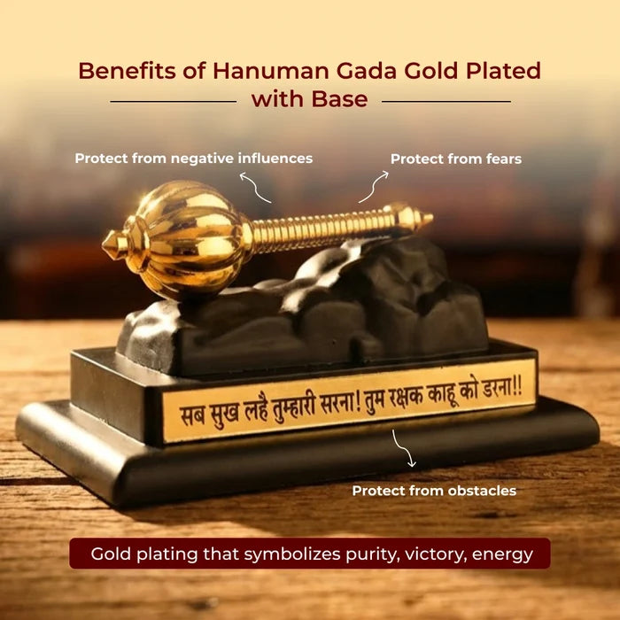 Hanuman Gada Gold Plated with Base - view 4