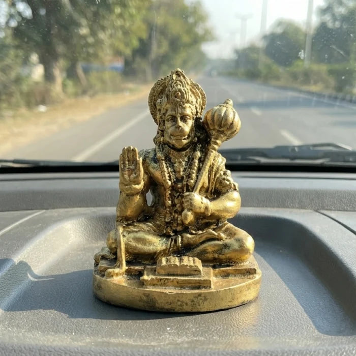Hanuman Ji Idol: Resin Brass Finish for Home, Office & Car - view 2