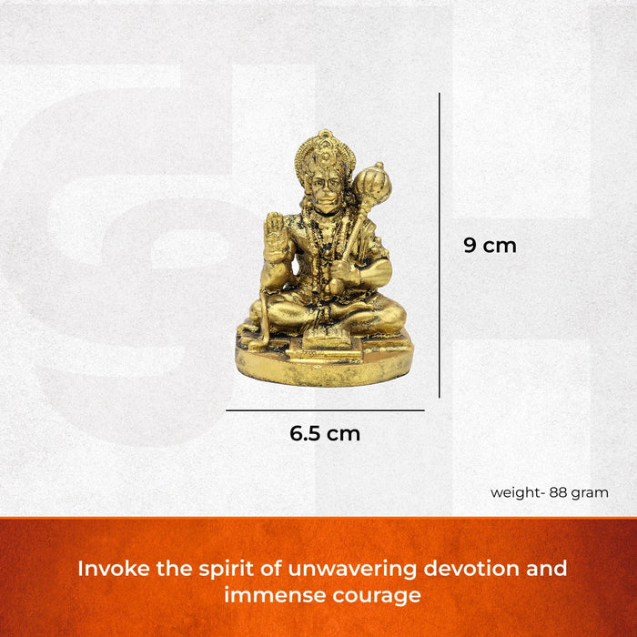 Hanuman Ji Idol: Resin Brass Finish for Home, Office & Car - view 3