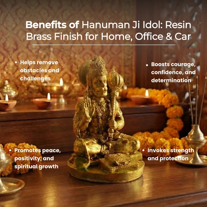 Hanuman Ji Idol: Resin Brass Finish for Home, Office & Car - view 5