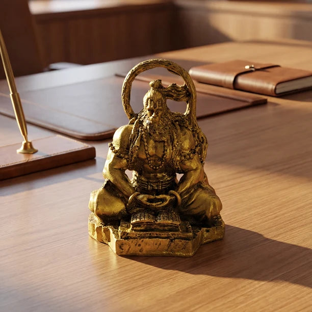 Hanuman Ji Idol: Resin Copper Finish for Home, Office & Car