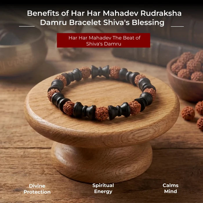 Har Har Mahadev Rudraksha Damru Bracelet Shiva's Blessing - view 3