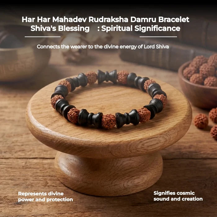 Har Har Mahadev Rudraksha Damru Bracelet Shiva's Blessing - view 4