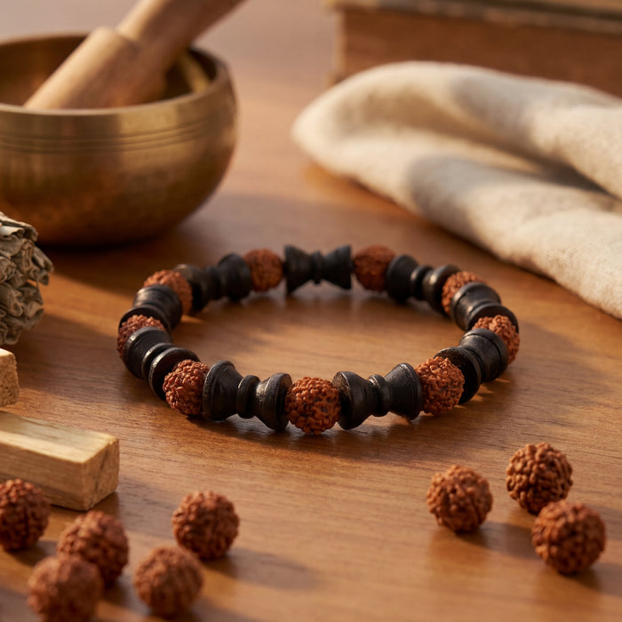 Har Har Mahadev Rudraksha Damru Bracelet Shiva's Blessing - view 5