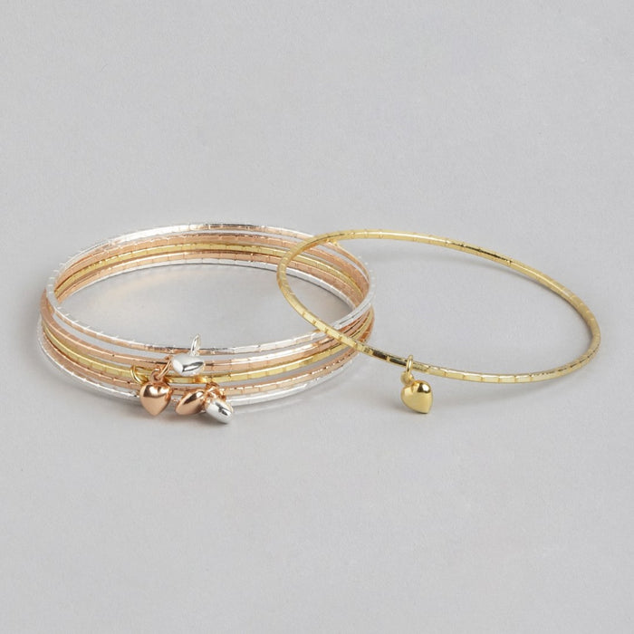 Harmony Hearts 925 Sterling Silver Multi-Tone Plated Combo Bangle