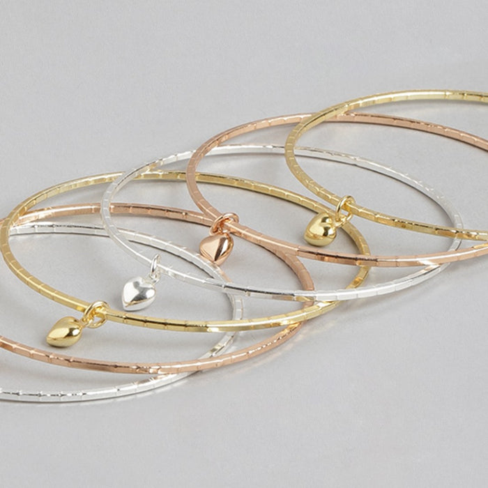 Harmony Hearts 925 Sterling Silver Multi-Tone Plated Combo Bangle