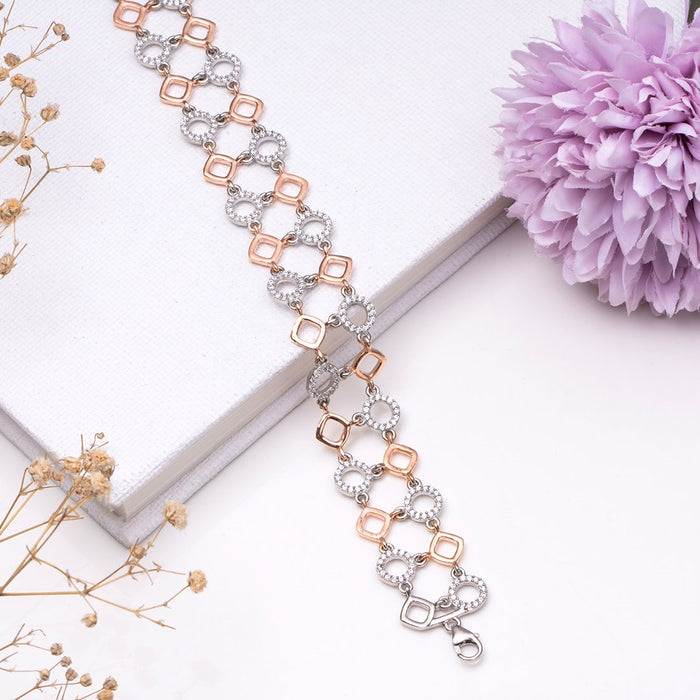 Harmony in Contrast Abstract 925 Sterling Silver Bracelet