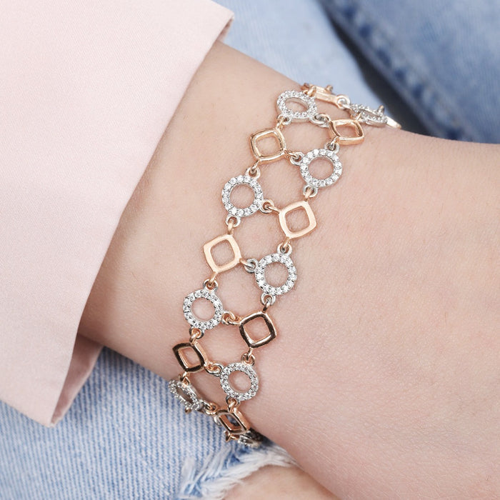 Harmony in Contrast Abstract 925 Sterling Silver Bracelet